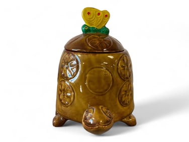 Vintage McCoy 271 Turtle Cookie Jar with Butterfly 10.5"T x 9"W