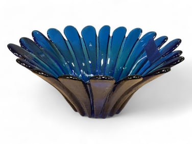 Americana Glass Blenko Daisy Bowl Approx 5.5"H x 11.75W
