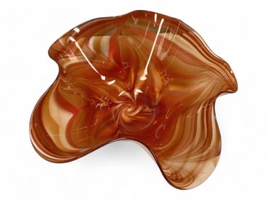 Ruffled Art Glass Bowl Approximately 21" x 9.5"