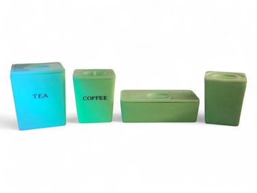 Jeannette Uranium Jadeite Refrigerator Containers with Lids