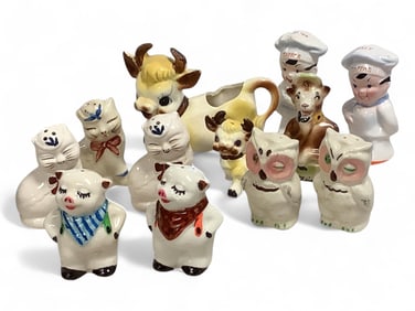 Salt and Pepper Sets and Singles Plus One Creamer (12)