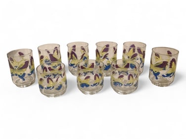 Charming Libby Butterfly Drinking Glasses (9) Height ranges 3.25" to 4.25"