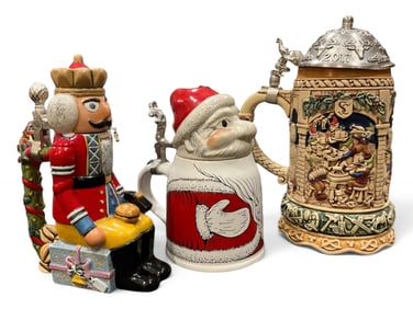 (3) Holiday German Beer Steins