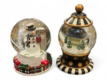 (2) MacKenzie-Childs Musical Snow Globes