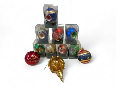 Glass Ornaments Lot of (11) 3.5" to 6" tall