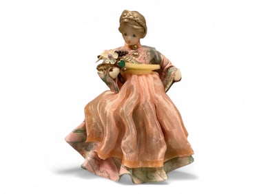 Vintage Pauline Leidel Wax Head Angel Christmas Tree Topper 6 3/4 x 5 1/2 in. (17.1 x 14 cm.)