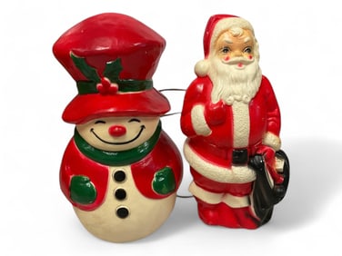 Vintage Union Product, Mrs Snowman & Santa Claus, Empire Plastic