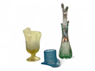 Fenton Glass Vases and Green Swung Vase 2.5" to 12" tall