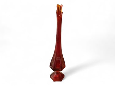 Viking Ruby Red Swung Glass Vase 18.5" tall