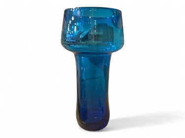 Large Aqua Blenko Glass Vase 14" tall - 6.5" top diameter