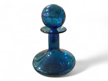 Blenko Glass Aqua Decanter 9" tall