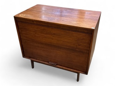 Mid-Century Modern Danish Style Tambor Door Cabinet 31 1/2 x 36 x 21 in. (80 x 91.4 x 53.3 cm.)