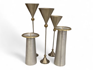 (5) MCM Candlesticks Gatco Brass & Spun Aluminum Range from 7" - 13" tall