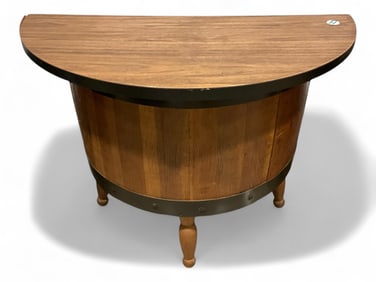 Barrel Style Half Round Side Table 21 x 28 x 14 in. (53.3 x 71.1 x 35.6 cm.)