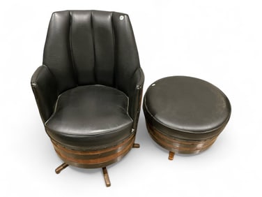 Barrel Style Chair & Ottoman