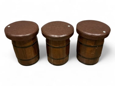 (3) Barrel Style Stools 19 in. (48.3 cm.)