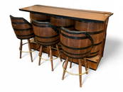 Barrel Style Bar & Three Stools.