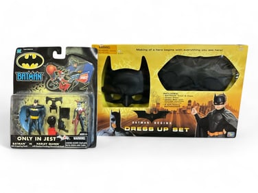 (2) Batman Begins Dress Up Set & Only in Jest Batman vs Harley Quinn Action Figures