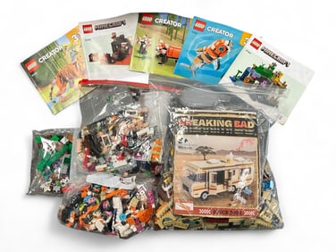 Lg Assortment of Legos & Lego Style Sets & Instructions Guides