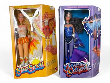 (2) 1979 Guardian Goddesses "Sun Spell" and "Moon Mystic" Action Figures by Mattel