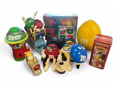 M&Ms Candy Dispensers & Collectibles including Kurt S. Adler 10-Light Novelty Set