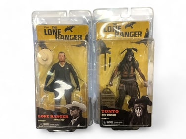 (2) Disney's The Lone Ranger Series II "Tonto with Birdcage" and "Lone Ranger Unmasked" by NECA