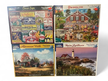 (4) White Mountain Jigsaw Puzzles, Factory Sealed