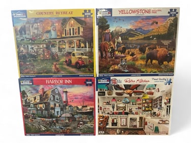 (4) White Mountain 1000-Piece Jigsaw Puzzles, Factory Sealed