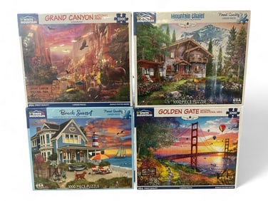 (4) White Mountain 1000-Piece Jigsaw Puzzles, Factory Sealed