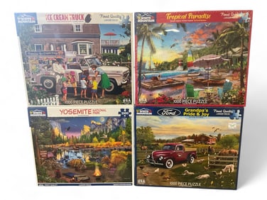 (4) White Mountain 1000-Piece Jigsaw Puzzles, Factory Sealed