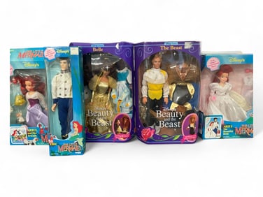 (5) Disney's Beauty and the Beast by Mattel and The Little Mermaid Figures by Tyco