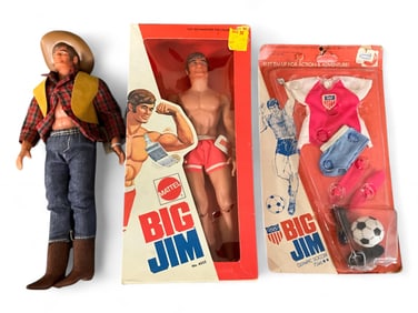 (3) Big Jim Figures by Mattel, including Fashions
