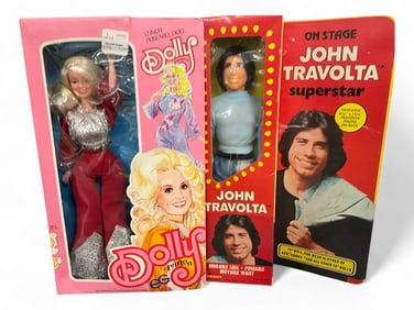 (2) 1977 On Stage "John Travolta Superstar 610" by Meryl Corey and Dolly Patron by Goldberger