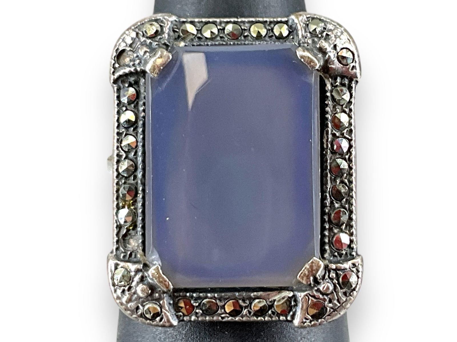 Pretty Chalcedony & Marcasite Ring in Silver (1 of 6)