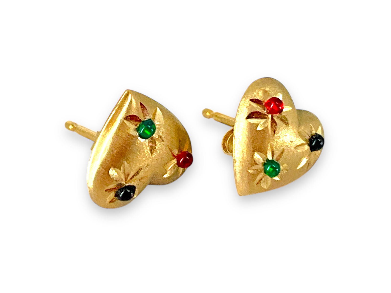 Pair of 14kt Yellow Gold Heart-Shaped Earrings (1 of 3)