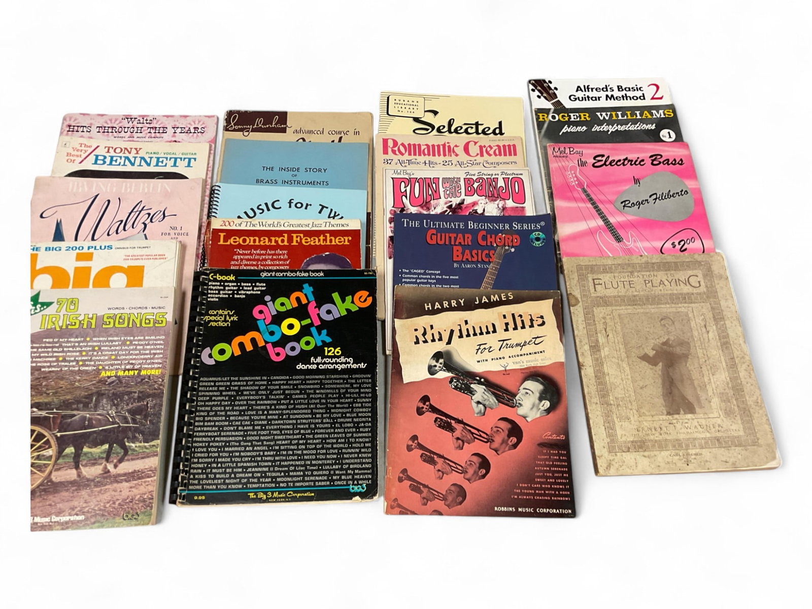 Vintage Sheet Music in Books and Books on Leaning How to Play Instruments. (1 of 2)