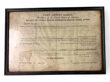 Certificate of proof of payment to the General Land Office for land in Zanesville c.1825 14.75"W x