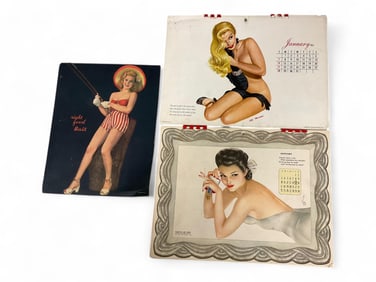 Lot of 3, Vintage Varga Calendars c.1951