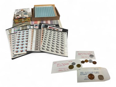 Early Collection of Postage Stamps and Coins