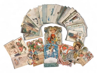 Valentine Cards (19) and New Year Cards (30) New Years cards measure 5.25" x 3.5", others range from