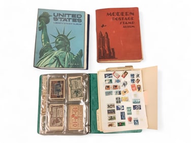 Stamp Albums (2), and Foreign Currency