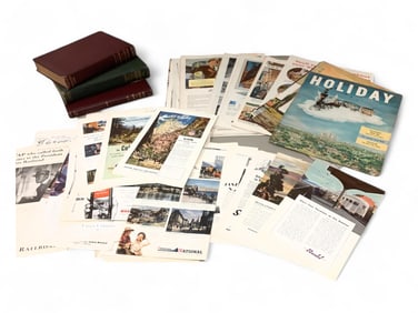 (3) Vintage Books Locomotives & Automobiles Plus Large Collection Of Railroad Magazine Pages