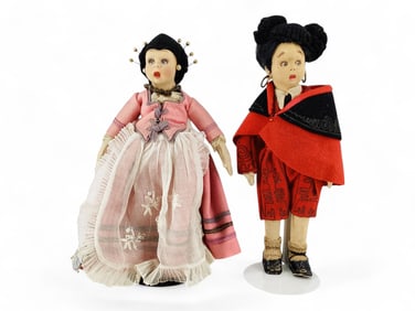 (2) 9-1/2" Lenci Dolls