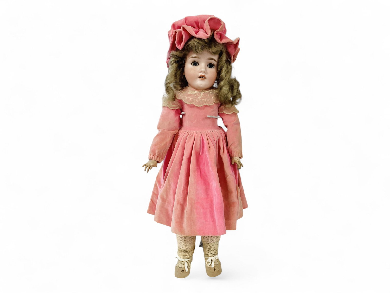 26" Kley & Hahn Walkure Bisque Socket Head Child: 26" Kley & Hahn Walkure Bisque Socket Head Child Bisque has no cracks or chips, some tiny wig pulls. Glass sleep eyes, lashes (sparse in places), open mouth with teeth. On string jointed composition &