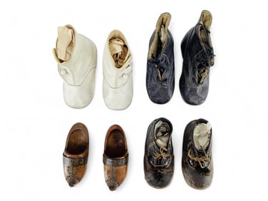 (4) Pairs Antique Children's Shoes.