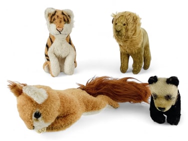 4 Vintage Stuffed Animals, Including Untagged Steiff