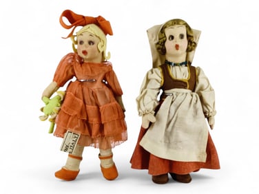 (2) Dolls, 8" Lenci Doll & 8-1/2" Kimport Doll from Italy