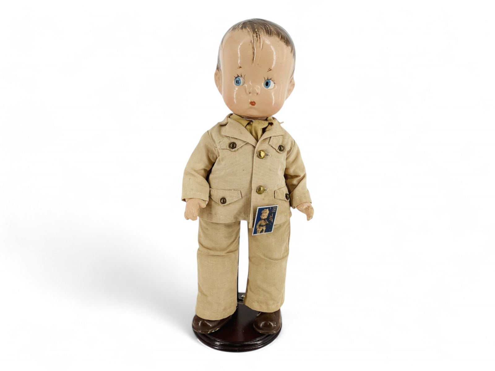 Effanbee "Skippy".: Effanbee "Skippy".14" doll with composition head, arms and legs, molded and painted hair and facial features, cloth torso. Skippy wears this army uniform (missing cap and belt) that app