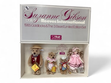 Suzanne Gibson NIB 1985 Goldilocks & the 3 Bears Limited Edition with Tagged Steiff Bears