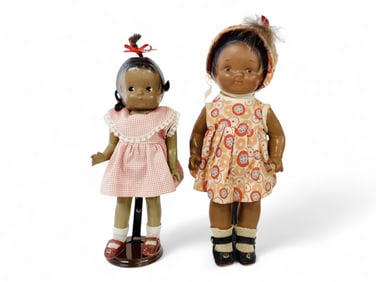 (2) Vintage Composition Black Dolls.